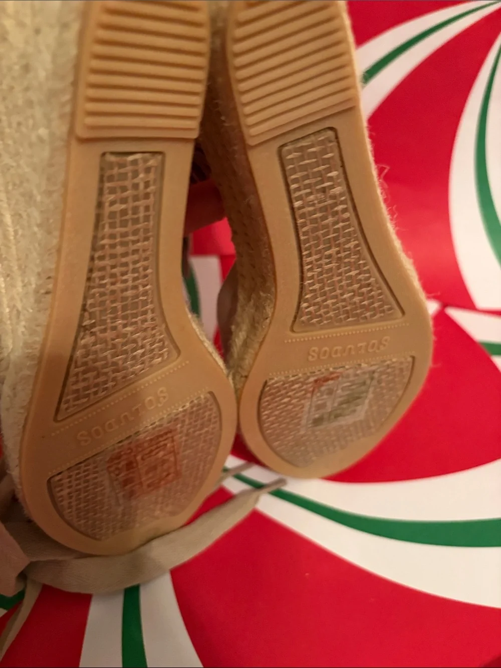 Soludos Beige Linen Espadrille Wedge Wrap Sandals
